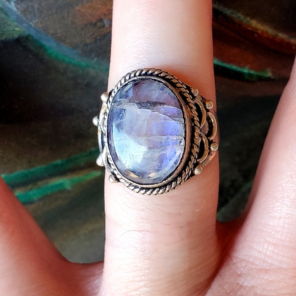 New Rare Purple Labradorite Silver Ring. - Picture 2 of 16